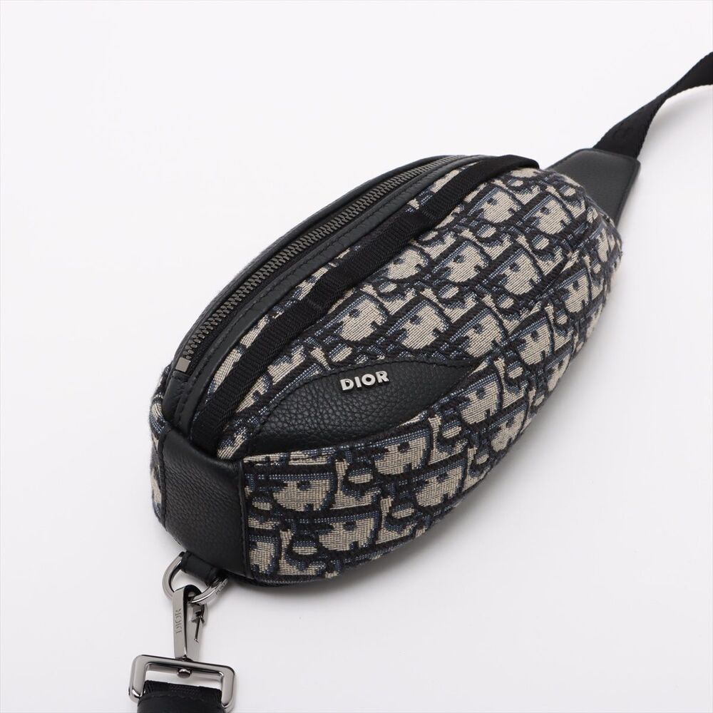 Dior Oblique Canvas Leather Body Belt Crossbody Bag Navy Blue - Picture 3 of 8